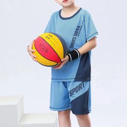 Kinder Jungen Quicklydry Sportanzug Basketball Fußball Uniform Kurzarm T-Shirt mit Shorts Teen Sportswear Trainingsanzug Outfits 240318