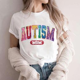 Women's T Shirts Autism Mom Fashion Women Tee T-shirts Tops Casual Short Sleeve Clothes Mama Female Graphic Shirt