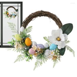 Decorative Flowers Easter Wreaths For Front Door Garland With Colourful Eggs Decor Wreath Garden Wall Doorway Windows Yard