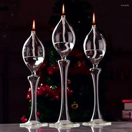 Candle Holders Creative Glass Oil Lamp Candlestick Decoration Tall Nordic Romantic Simple Candlelight Dinner Modern Home Smokeless Butter