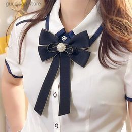 Bow Ties Korean Womens Bow Tie Shirt Accessories Bank Professional Collar Flower College Style Uniform Bow Long Fluttering Collar Flower Y240329