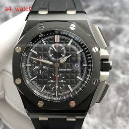 Celebrity AP Wrist Watch Royal Oak Offshore Series 26402CE Black Dial Ceramic Material Red Needle Timing Mechanical Watch Mens Watch Transparent Bottom 44mm