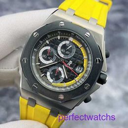 AP Tourbillon Wrist Watch Royal Oak Offshore Series 26207IO Limited Edition Black And Yellow Mens Transparent Automatic Mechanical Watch 42mm