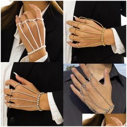 Chain Cool Sier Colour Metal Bead Link Men Wrist Bracelet For Women Punk Fashion Geometric Ring Jewellery Personality Drop Delivery Brac Dhlom