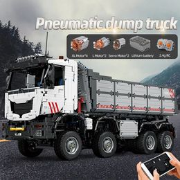 The Pneumatic Dump Truck with Motor Building Blocks MOULD KING 19013 Technical APP&RC Assembly Engineering Vehicle Truck Education Toys Kids Birthday Gifts