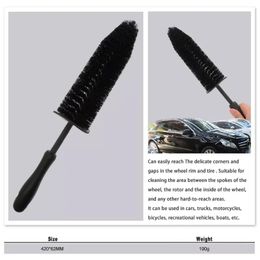 NEW 9.5inch Car Wheel Wash Brush Tyre Brush Long Soft Bristle Cleaning Brush for Motor Engine Grille Wheel Wash Brush Cleaning Tool