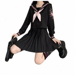 orthodox college fan Embroidery Japanese student school uniform JK Uniform suit BAD GIRL sailor suit class set 15la#