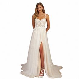 modern Spaghetti Straps Sweetheart Lace Applique Boho Brial Grown Wedding Dres Side Slit Custom Made 2025 Rode De Morrie c5LK#
