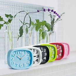 Table Clocks Mini Mute Alarm Battery Bedside Desk Home Decor Kid Creat Gifts Square Portable Candy Colors Clock Digital