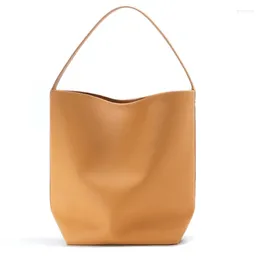 Evening Bags Soft Leather Handbag Female Commuter Large-capacity Lazy Fengshui Bucket Bag Armpit One Shoulder Big Genuine