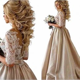 boho robe de mariee vestido novia wedding dr satin lgue half sleeves Robe De Soiree lace robe de soiree bride to be j7mV#