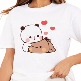 carto Panda Bear Bubu and Dudu T Shirt Plus Size 100% Cott Women Tops Kawaii Print Harajuku Ullzang Tees O-Neck Anime Female R3br#