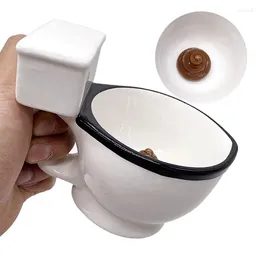 Mugs Closestool Shape Cup Novelty Toilet Ceramic Mug With Handle 300ml Coffee Tea Milk Ice Cream Cups Funny For Gifts