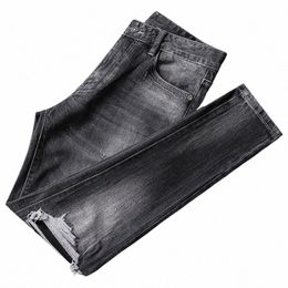 newly Designer Fi Men Jeans Retro Black Grey Stretch Slim Fit Vintage Ripped Jeans Men Patched Designer Hip Hop Denim Pants w7t4#