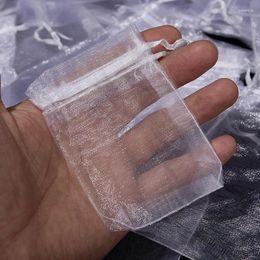 Storage Bags 100PCS White Drawable Candy Jewellery Packing Pouches Drawstring Pocket Organza Sachet Gift Party Supply Favour