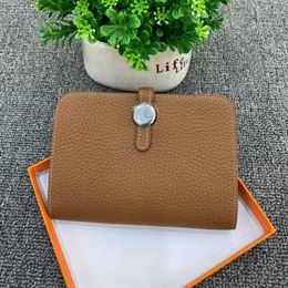 2024 new top layer cowhide medium length passport clip with leather strap womens wallet flight ticket book Bags