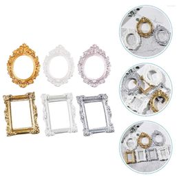 Frames 6 Pcs Po Frame Holders Compact Resin Phone Shell Ornament Embossed Mini Vintage Home Decor House Picture