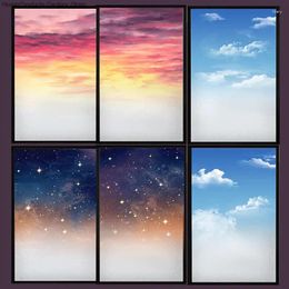 Window Stickers Artistic Painting Frosted Privacy Film Static Cling Starry Sky Stained Glass Films Toilet Home Decor