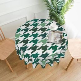 Table Cloth Green Houndstooth Pattern Tablecloth Cheque Waterproof Round Cover Elegant Design For Decor Home Dining