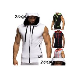 Men'S Hoodies & Sweatshirts Zogaa Fashion Gyms Fitness Bodybuilding Sleeveless Hoodie Men Cotton Spring Antumn Zipper Hooded Sports D Dhcvt