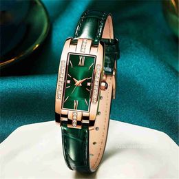 Wristwatches Reloj Mujer 2024 Fashion Diamond Square Watches Women Leather Quartz Watch Elegant Retro Womens Wrist Watch Relogio Feminino 24329