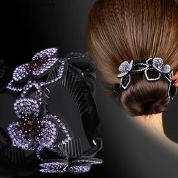 Hair Clips Korean Crystal Hairpins For Women Fashion Rhinestone Hair Claw Barrette Crab Clips Styling Ponytail Holder Hair Accessories Y240329