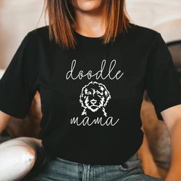 Doodle Mama Tshirt Mom Shirt Women Graphic T Shirts Short Slevee Printed Tees Vintage Top Dog Lover Gift Casual Tshirts 240329