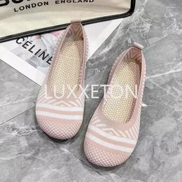 Casual Shoes Breathable Soft Sole Fashion Cloth 2024 Spring/Summer Shallow Mouth Flat Bottom Knitted Hiking