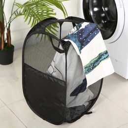 Laundry Bags Mesh Folding Basket Home Bathroom Dirty Clothes Storage With Durable Handles Portable Organizer Hamper