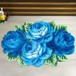 Carpets Tufted Rose Rug Soft Plush Floral Floor Mat Bedroom Living Room Door Bathroom Blue/Purple/Red/Pink Flower Carpet Home Decor