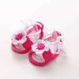 Sandals Newborn Infant Kid Baby Boy Girl Soft Handmade Crochet Knit Flower Pearl Sandals Cute Summer Baby Child Shoes 240329