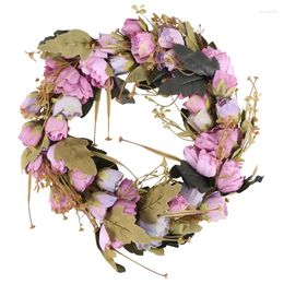 Decorative Flowers Artificial Peony Flower Wreath Spring Summer Fall Winter For Outdoor Front Door Indoor Wedding Wall Window Decor