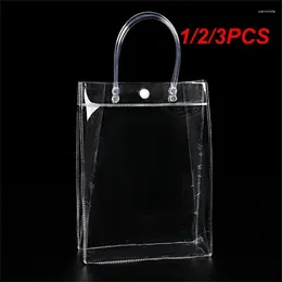 Storage Bags 1/2/3PCS Transparent Soft PVC Gift Tote Packaging With Hand Loop Clear Plastic Handbag Cosmetic Bag Travel Sub-bottling