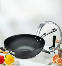 Decorative Figurines Rust-free Wok 32 Uncoated Cast Iron Pan Household Frying Induction Cooker General CF32Z1WG