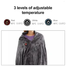 Blankets Electric Blanket USB Plush Coral Fleece Wrap Shawl With Zip Wearable Portable Heated For Car Office Home Camping