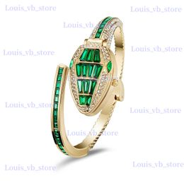 Other Watches Fashion Classic Luxury Brand Color Gemstone Snake Head Women Clock Bracelet Ladies Bracelet Wrist T240329
