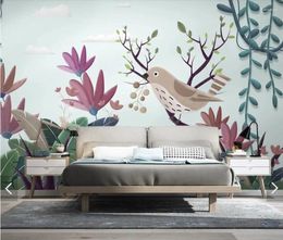 Wallpapers Tropical Leaf Bird Floral Wallpaper Mural 3D Po For Living Room Bedroom Wall Decor Canvas Landscape