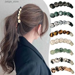 Hair Clips Marble Grain Hair Claw Clips Banana Clip High Ponytail Holder Non-slip Hairpin Hair Accessories for Women Y240329