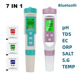 Blue-tooth Digital 7 in 1 pH Meter PH/TDS/EC/ORP/Salinity /SG/TEMP Meter Water Quality Monitor Tester Drinking Water Aquariums 240320