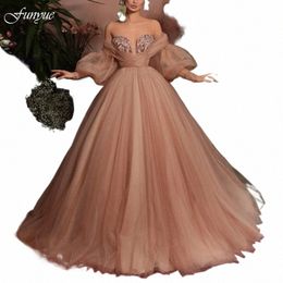 nude Puffy Tulle Ball Gown Prom Dres Lg Sleeve Sweetheart Off Shoulder Dubai Women Formal Dr Evening Gowns Plus Size G6wb#