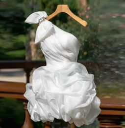 Sexy Short Ball Gown Wedding Party Dress 2024 One Shouler Layered Organza Bridal Bride Gowns Vestidos De Novias