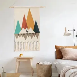 Tapestries Handmade Nordic Style Boho Decor Cotton Tassel Woven Wall Hanging Tapestry With Colourful Printing - Hand Knotted Decoration