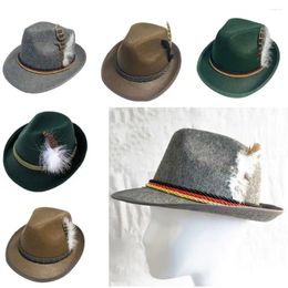 Berets Ornament Feather Decors Hat Western Fashion Oktoberfest Fedoras Men Women Party Po Props