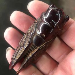 Decorative Figurines Retro Made Old Ox Horn Cicadas Golden Cicada Pendants Small Pieces Of Cultural And Toy Carving