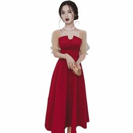 red Bride Toast Dr 2024 Spring/Summer New Product Wedding Engagement Banquet Party Small stature Dr can be worn weekday 17R7#