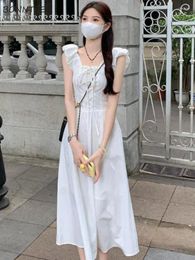 Casual Dresses Sleeveless Women Midi Temper Lace-up Fairycore Aesthetic Tender Girls All-match Chic French Style Summer Vestido Elegant
