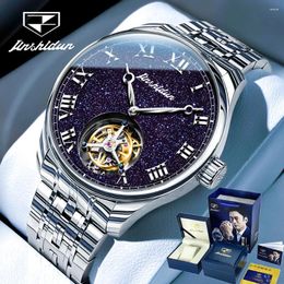 Wristwatches JSDUN 831 Tourbillon Automatic Watch For Men Starry Sky Roman Scale Stainless Steel Wrist Watches Waterproof Mechanical