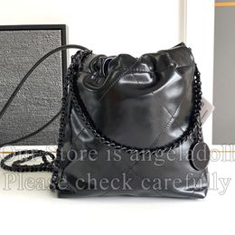 12A Mirror Quality Designer All Black Quilted Tote Bag 20cm Mini Shoppping Bag Womens Luxurys Handbags Genuine Leather Purse Crossbody Shoulder Coin Chain Box Bag