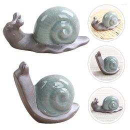 Teaware Sets Doitool 2Pcs Ornaments Japanese Car Accessories Outdoor Decor Plush Miniature Snail Ornament Figures Lawn