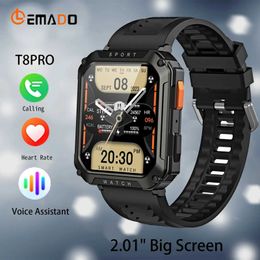 Wristwatches T8 PRO Outdoor Military Smart Watch Men Bluetooth Call Sport Smartwatch 2.01 Inch Big Screen Voice Assistant Fitness Watches 24329